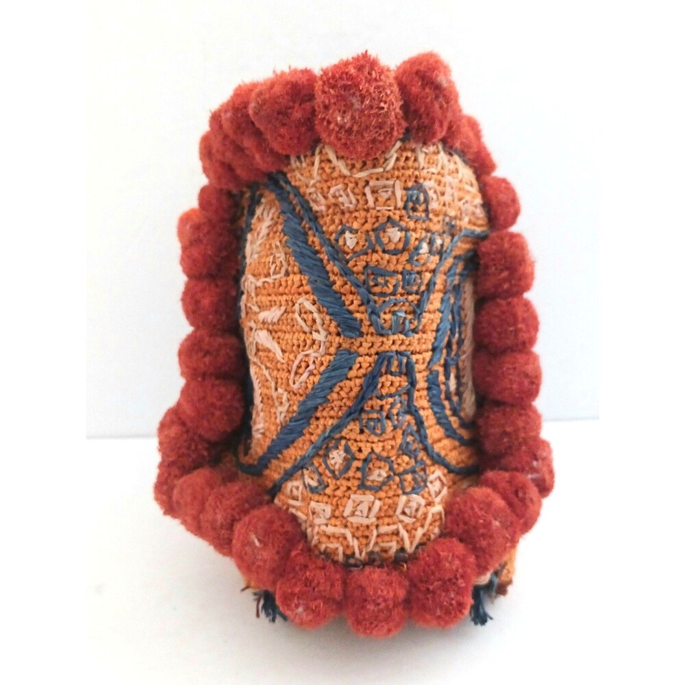 Bohemian Orange and Red Pom-Pom Shoulder Bag - Picture 6 of 16
